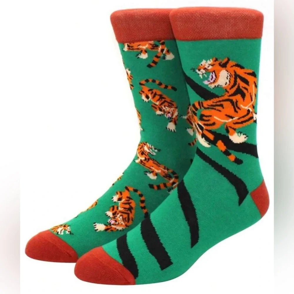 •Eye of the Tiger• Colorful Mismatch Unisex Novelty Crew Socks 3 for $21